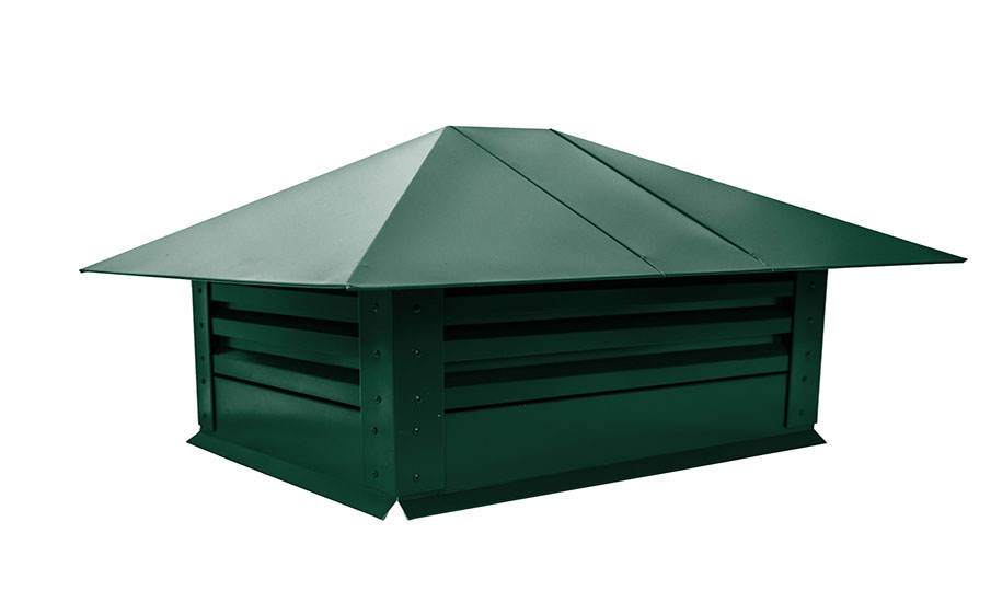 Дымник на трубу Grand Line с жалюзи 520*390 мм 0,5 Satin с пленкой RAL 6005 зеленый мох