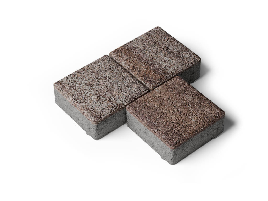 Плитка тротуарная Квадрат А.3.К.4 листопад гранит хаски, 100*100*40 мм