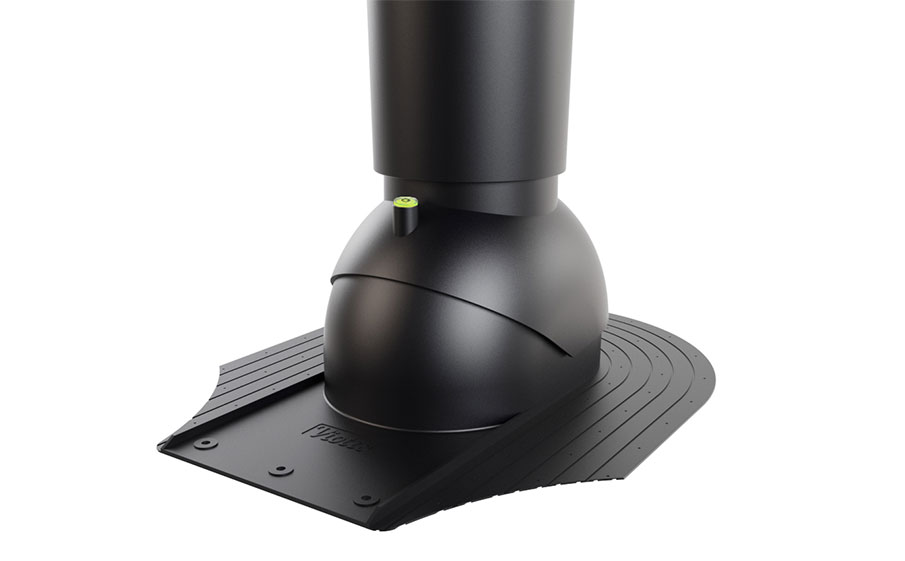 Роторная вентиляция Viotto для мягкой кровли при монтаже d=110 мм утепленная, RAL 9005 черный