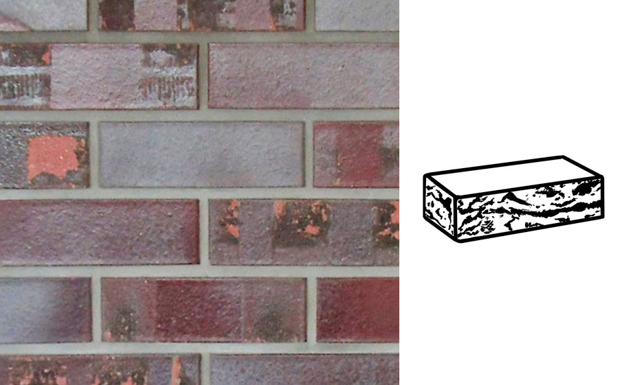 Кирпич клинкерный Muhr 10 K Violettblau geflammt Kohle готик, 240*55*71 мм