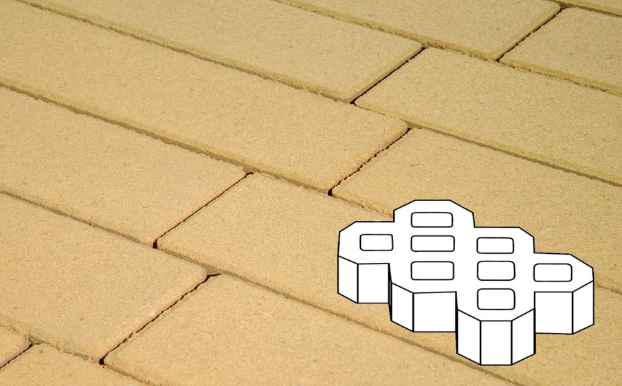 Плитка тротуарная Готика Profi, Экопарковка Б.6.ГР.10, желтый, частичный прокрас, б/ц, 600*400*100 мм