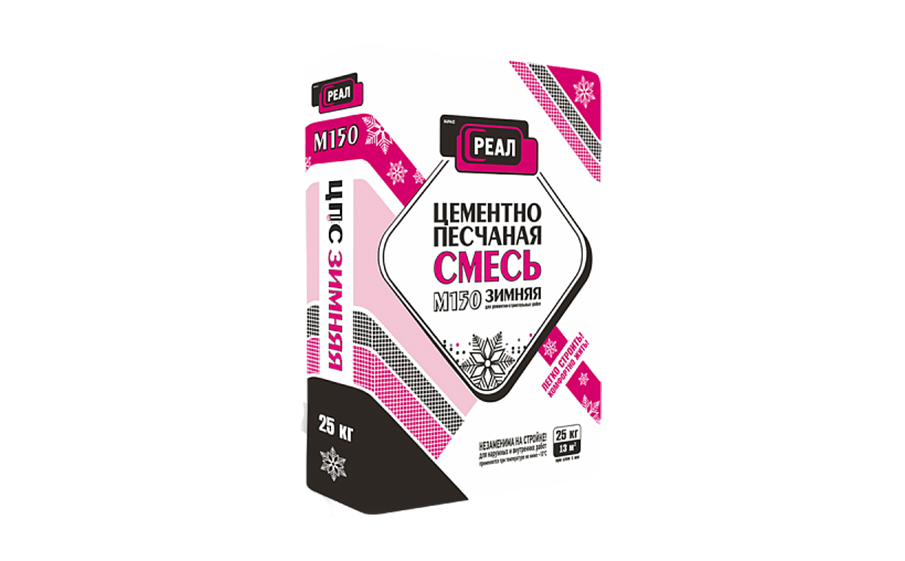 Цементно-песчаная смесь РЕАЛ М150 зимняя, 25 кг