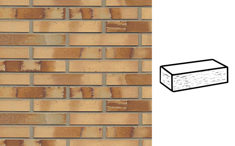 Кирпич клинкерный Muhr 06S Hellbraun-bunt Spezial рустик, 240*90*40 мм
