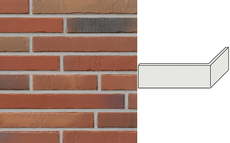 Клинкерная плитка угловая Stroeher Glanzstueck № 2 рельефная, 240*52*115*14 мм