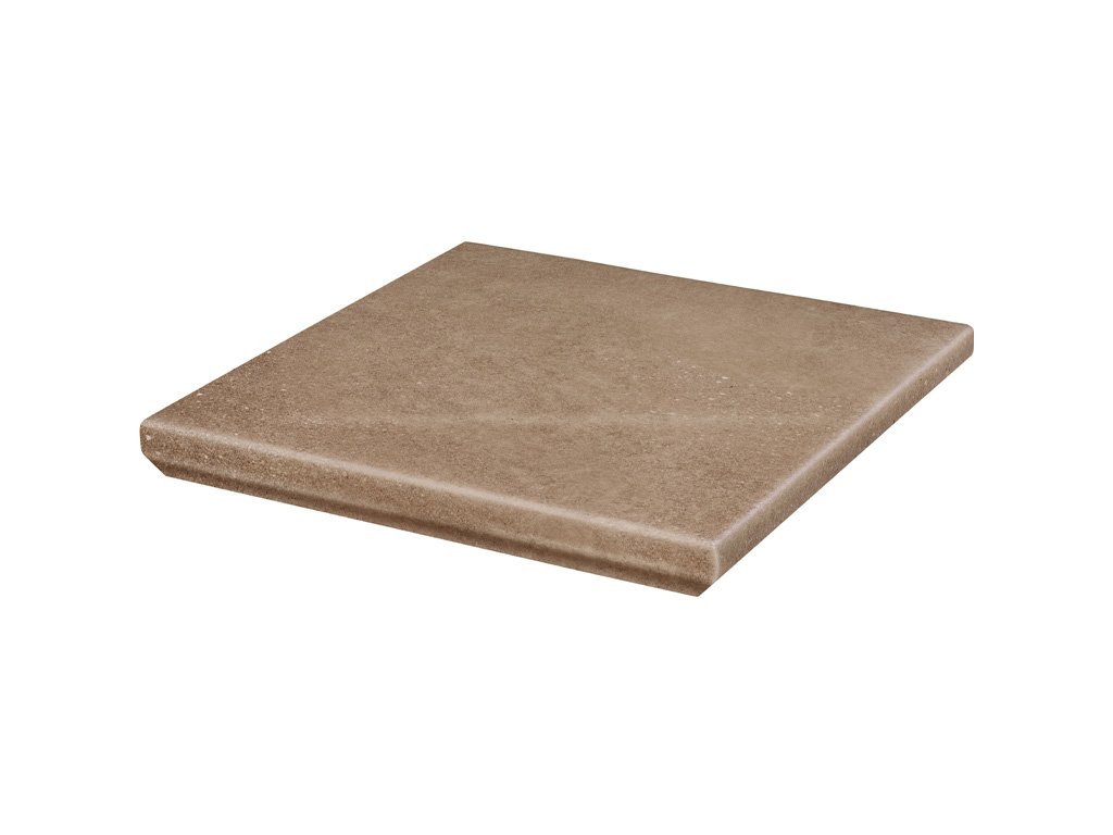Клинкерная угловая ступень с капиносом Paradyz Mattone Sabbia, Brown, 330*330*11 мм