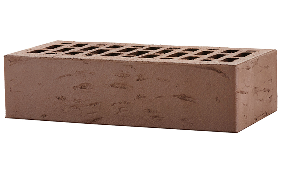Кирпич облицовочный ЛСР, темно-коричневый, рустик, утолщенные стенки, 250*120*65 мм