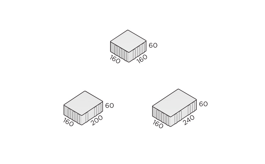 Плитка тротуарная Steingot Премиум, Новый город, дробеструйная обработка, Bianco Nero, толщина 60 мм