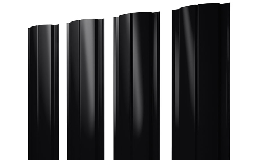 Штакетник Полукруглый Slim 0,5 Quarzit lite RAL 9005 черный