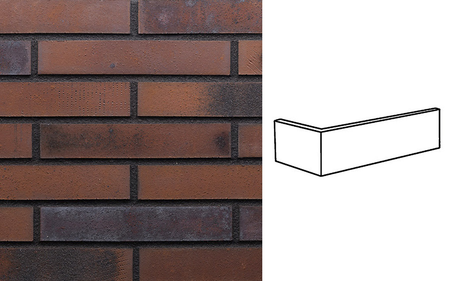 Клинкерная плитка угловая King Klinker Old Castle HF76 Loft city, 240*52*115*14 мм