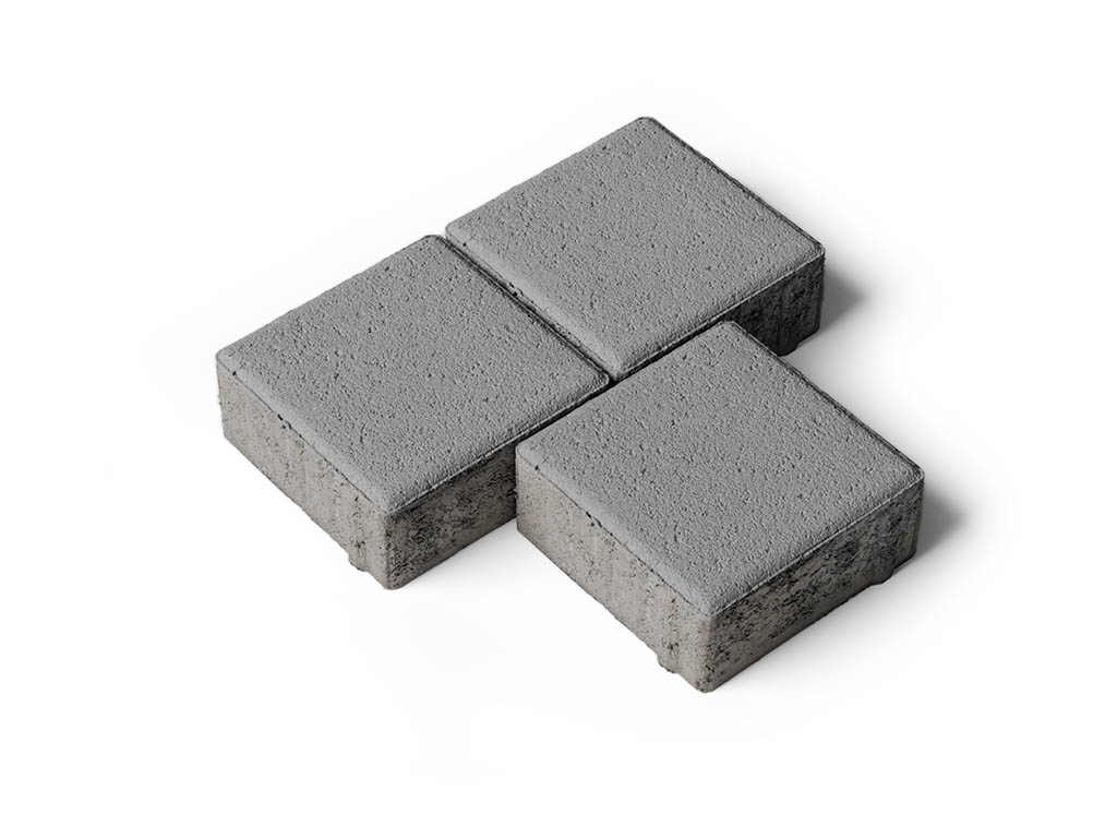 Плитка тротуарная Квадрат А.3.К.4 стандарт гладкий серый, 100*100*40 мм 