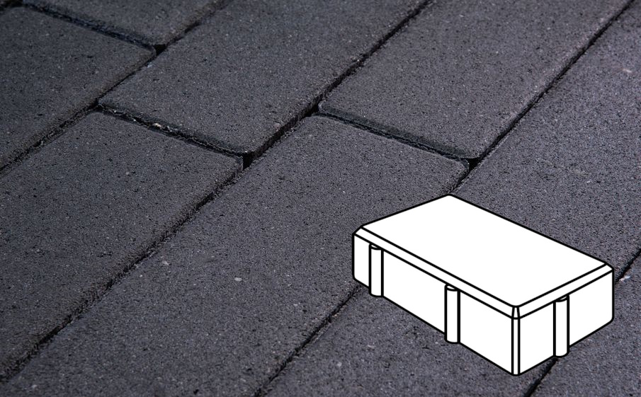 Плитка тротуарная Готика Profi, Брусчатка Б.2.П.7, суперчерный, частичный прокрас, с/ц, 240*120*70 мм