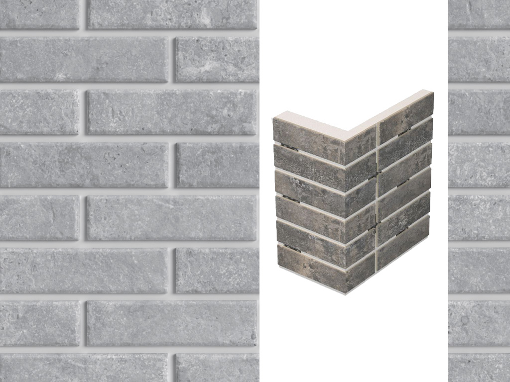 Термопанель для оконной перемычки ППС с клинкерной плиткой 12 мм BestPoint Exclusive Cement Gray, 235/385*470*60 мм