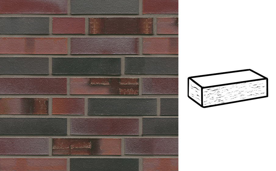 Кирпич клинкерный Muhr 29 S Schwarzblau-bunt Spezial рустик, 290*90*71 мм
