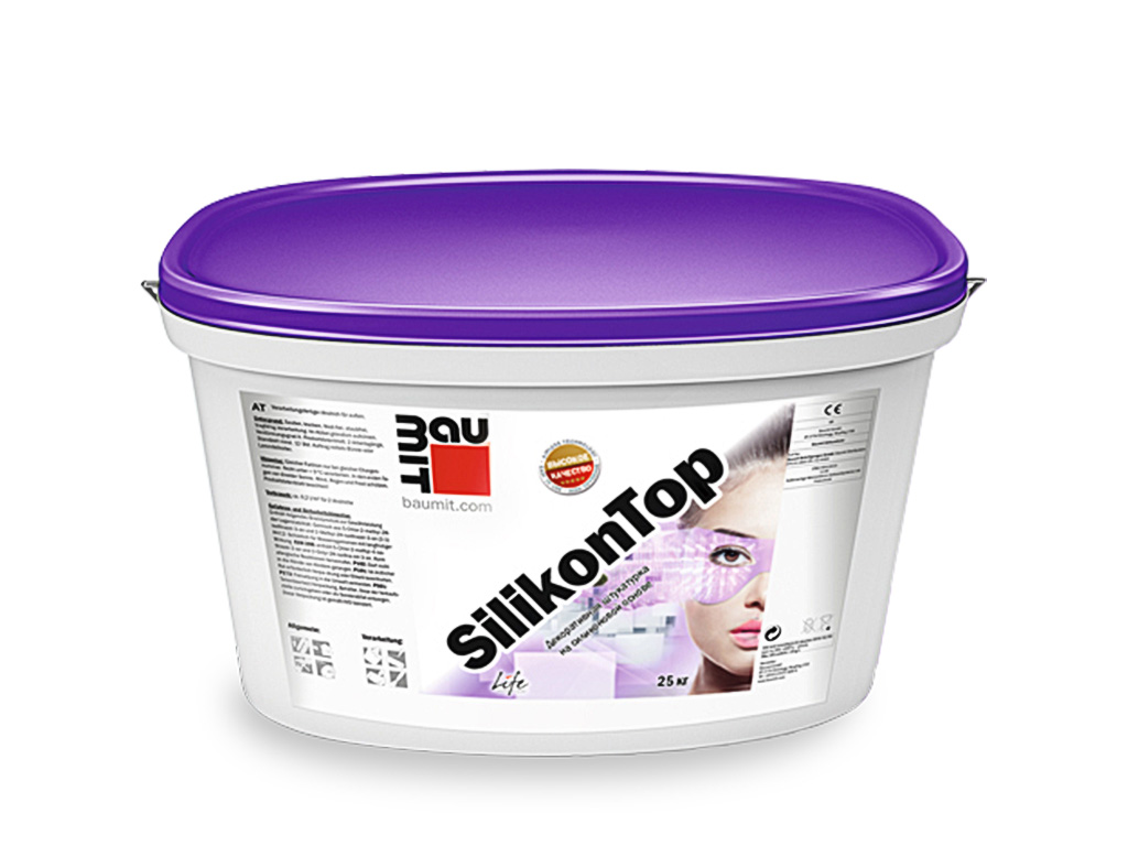 Силиконовая штукатурка Baumit SilikonTop, короед 3 мм, база, 25 кг