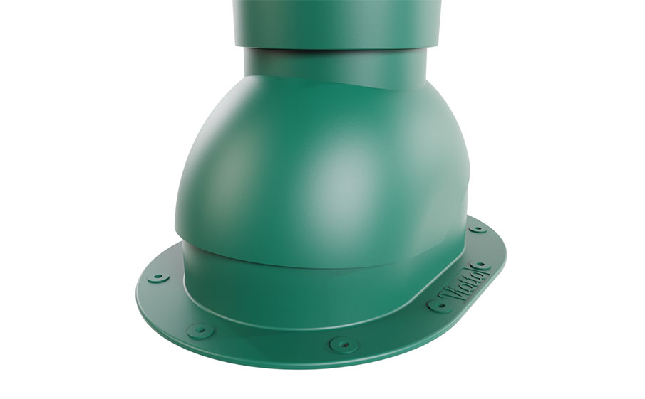 Роторная вентиляция Viotto для готовой мягкой и фальцевой кровли d=110 мм утепленная, RAL 6005 зеленый