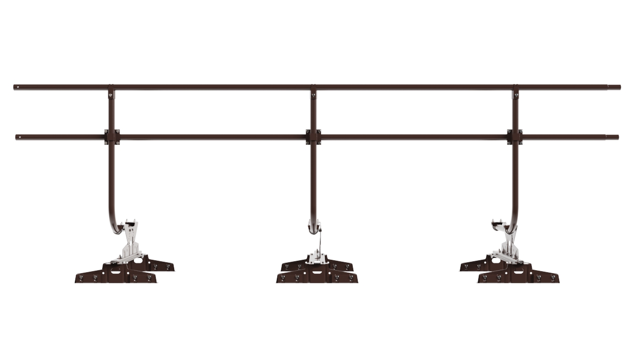 Кровельное ограждение Borge для монтажа параллельно фальцу оцинкованное RAL 8017 matt, 300*90 см