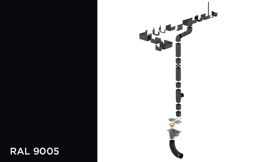 Квадратная водосточная система Galeco STAL 2 125/80*80 мм, RAL 9005