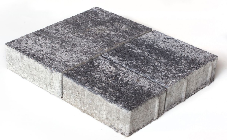 Плитка тротуарная Старый город Б.1.Фсм.8 листопад гранит антрацит, комплект 3 шт, толщина 80 мм