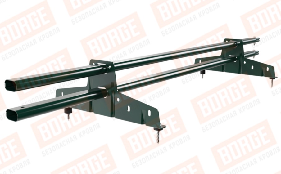 Снегозадержатель трубчатый Borge для кровли из металлочерепицы, профнастила, материалов на основе битума оцинкованный RAL 6005, 1,5 м