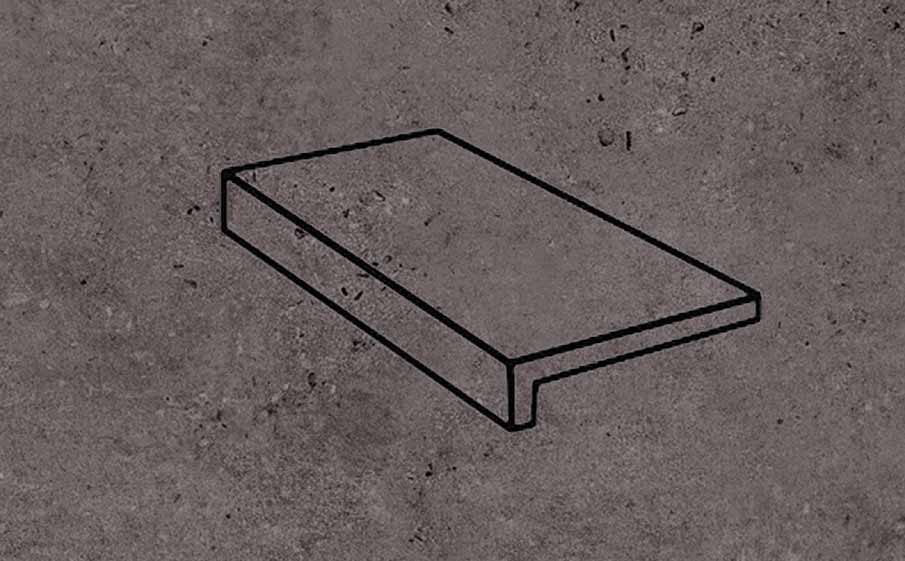 Клинкерная ступень прямой угол Stroeher Gravel Blend 963 black 294x175x52x10 мм