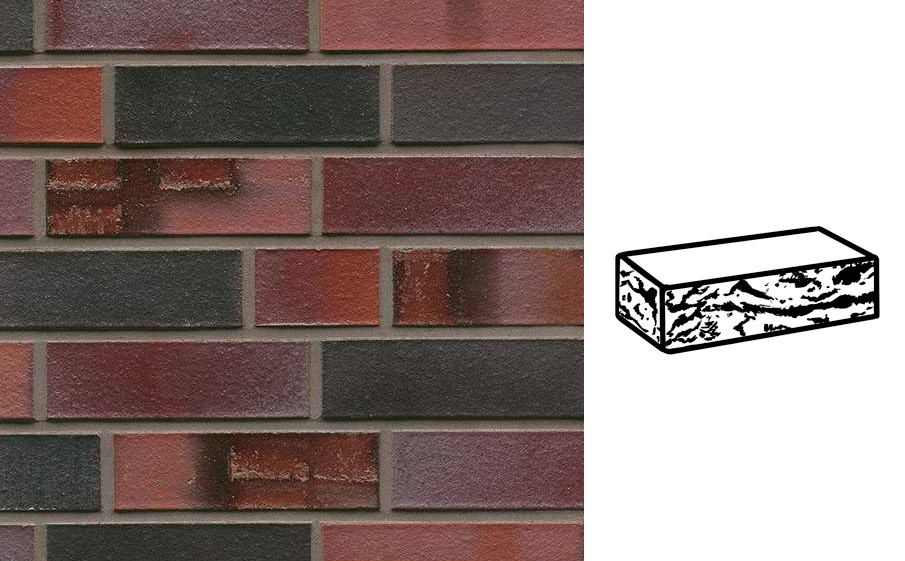 Кирпич клинкерный Muhr 29 S Schwarzblau-bunt Spezial готик, 240*55*71 мм