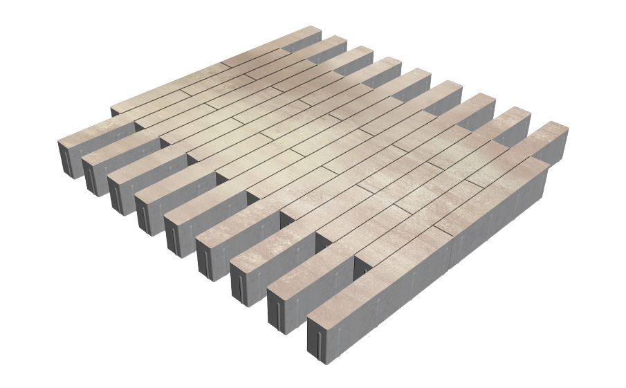 Плитка тротуарная SteinRus Кроссбар Хэви Б.13(Б).П.10, гладкая, Оливин, 420*60*100 мм