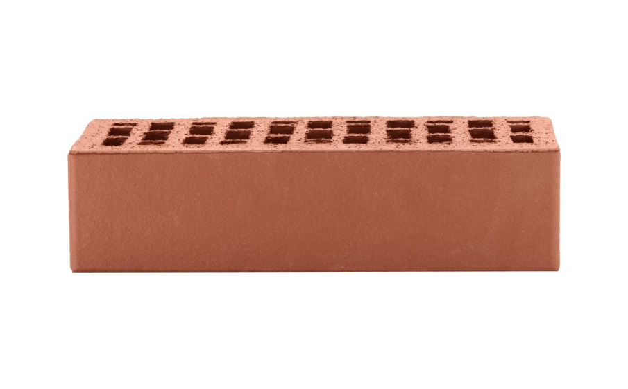 Кирпич облицовочный ЛСР, темно-красный, гладкий, утолщенные стенки, 250*120*65 мм