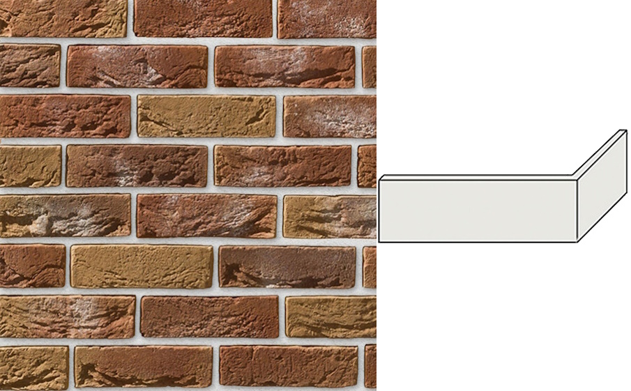 Декоративный кирпич Leonardo Stone угловой элемент Авиньон 200/100*65*10 мм 778