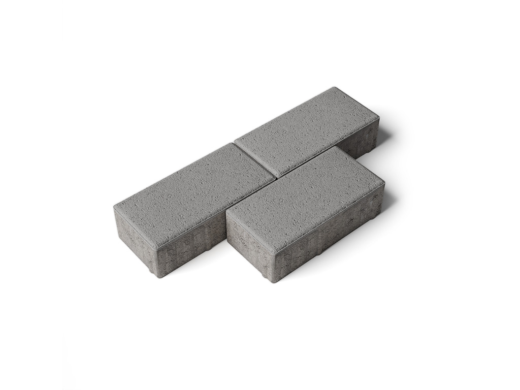 Плитка тротуарная Прямоугольник Б.2.П.6 стандарт гладкий серый, 200*100*60 мм