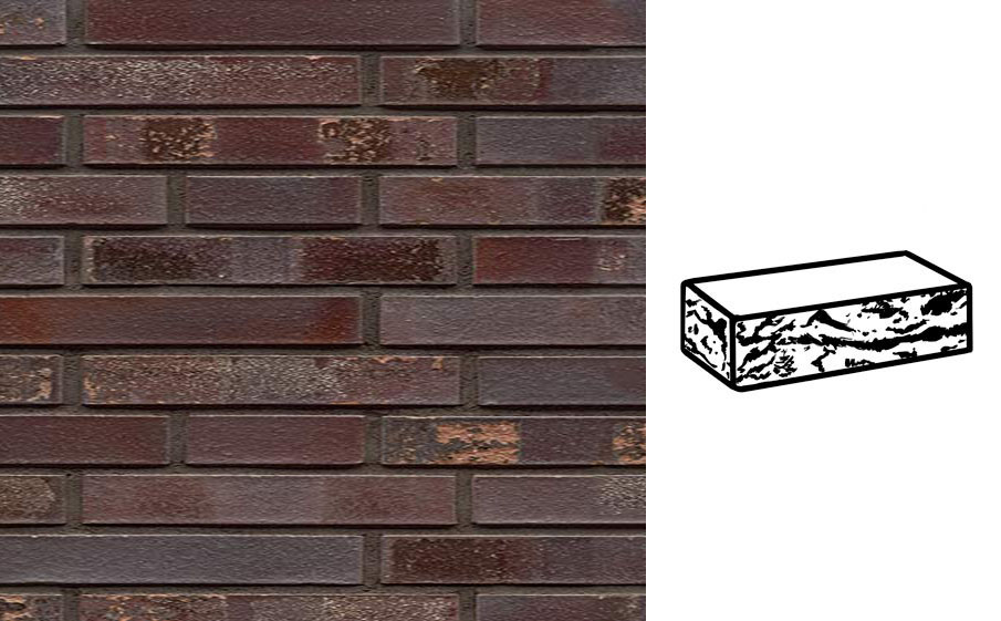 Кирпич клинкерный Muhr 10 S Violettblau geflammt Spezial готик, 290*90*40 мм