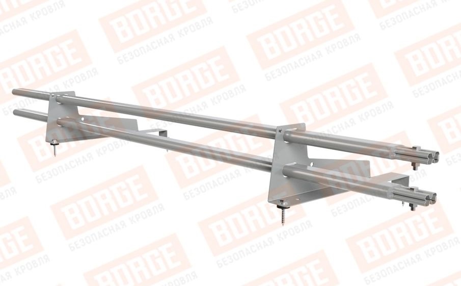 Снегозадержатель трубчатый Borge для металлочерепицы с высокой ступенькой 400 мм оцинкованный RAL 9006, 1,5 м