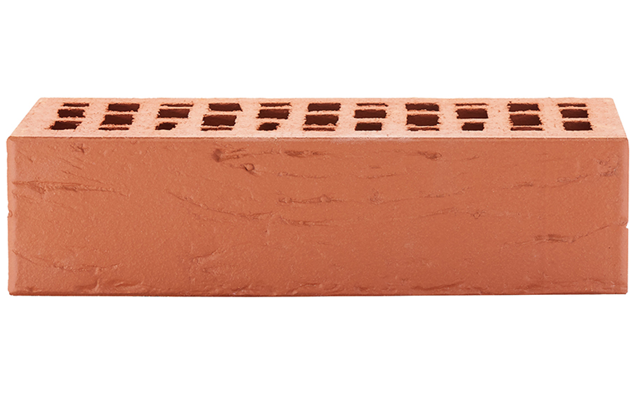 Кирпич облицовочный ЛСР, красный, рустик, утолщенные стенки, 250*120*65 мм