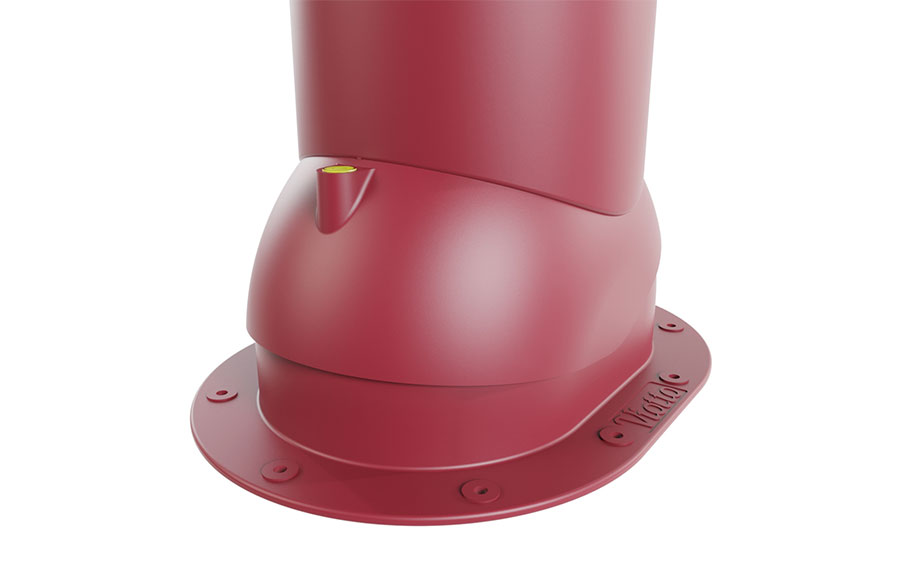 Роторная вентиляция Viotto для готовой мягкой и фальцевой кровли d=125 мм утепленная, RAL 3005 красный