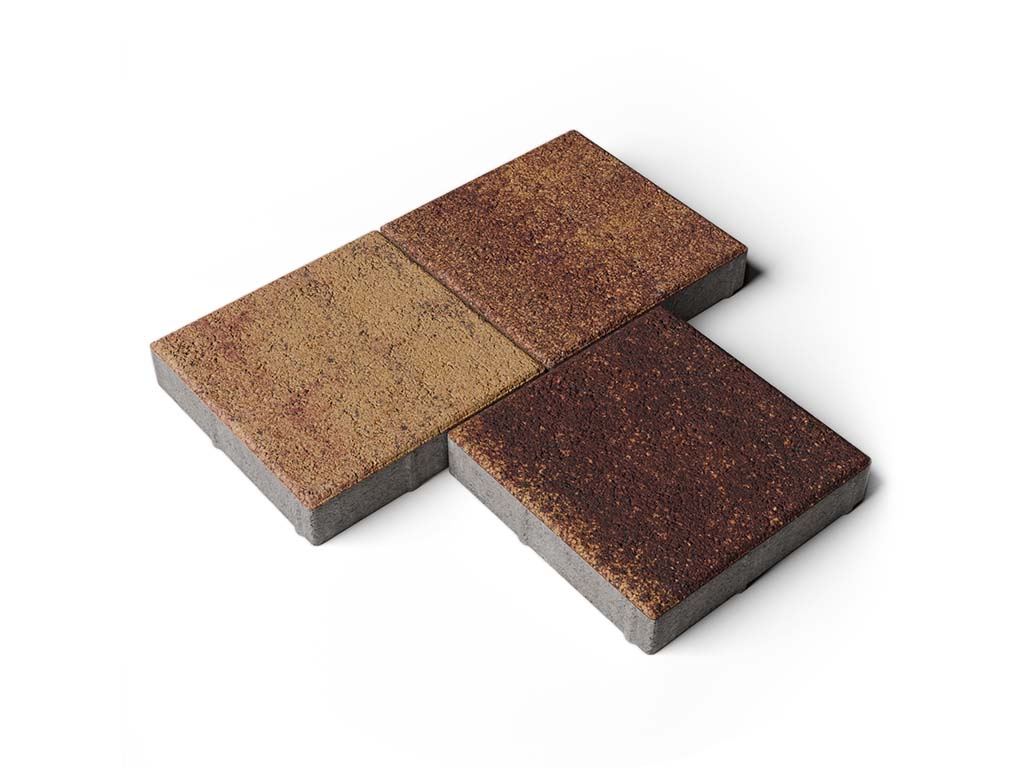 Плитка тротуарная Квадрат А.2.К.4 листопад гранит осень, 200*200*40 мм 