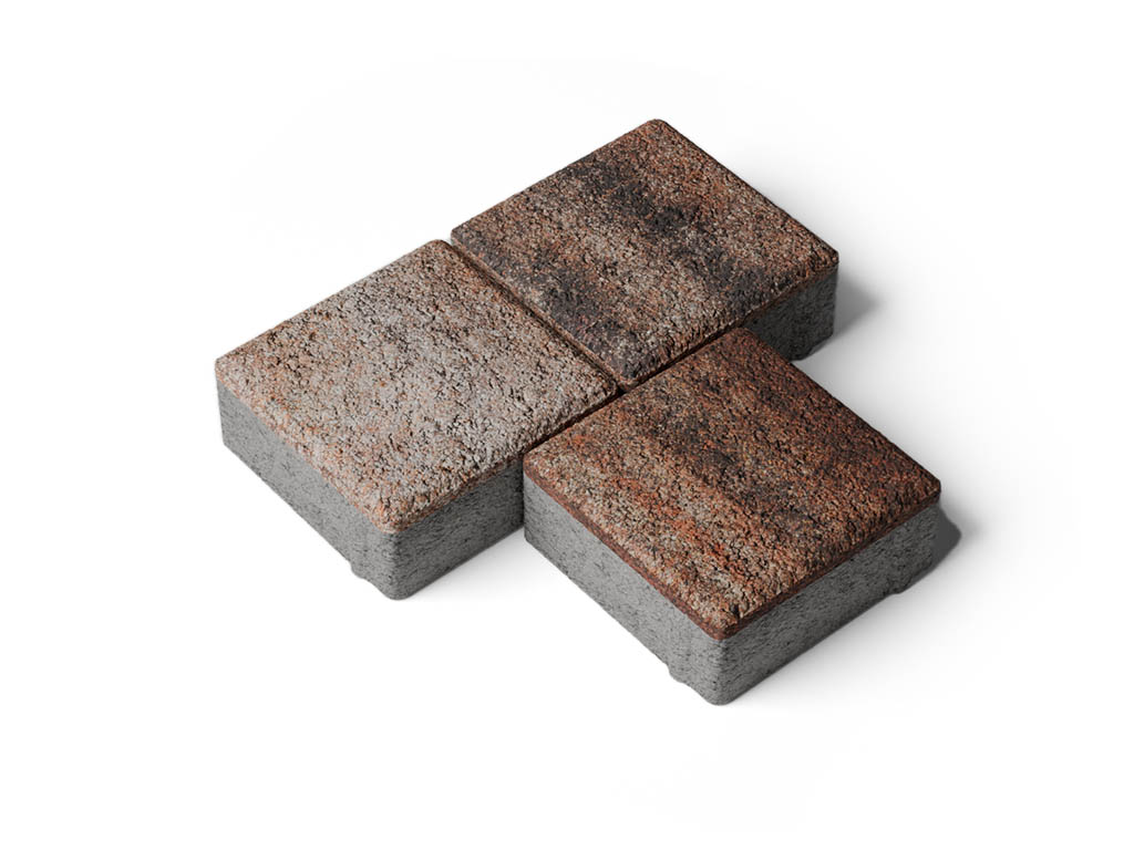 Плитка тротуарная Квадрат А.3.К.4 листопад гранит клен, 100*100*40 мм