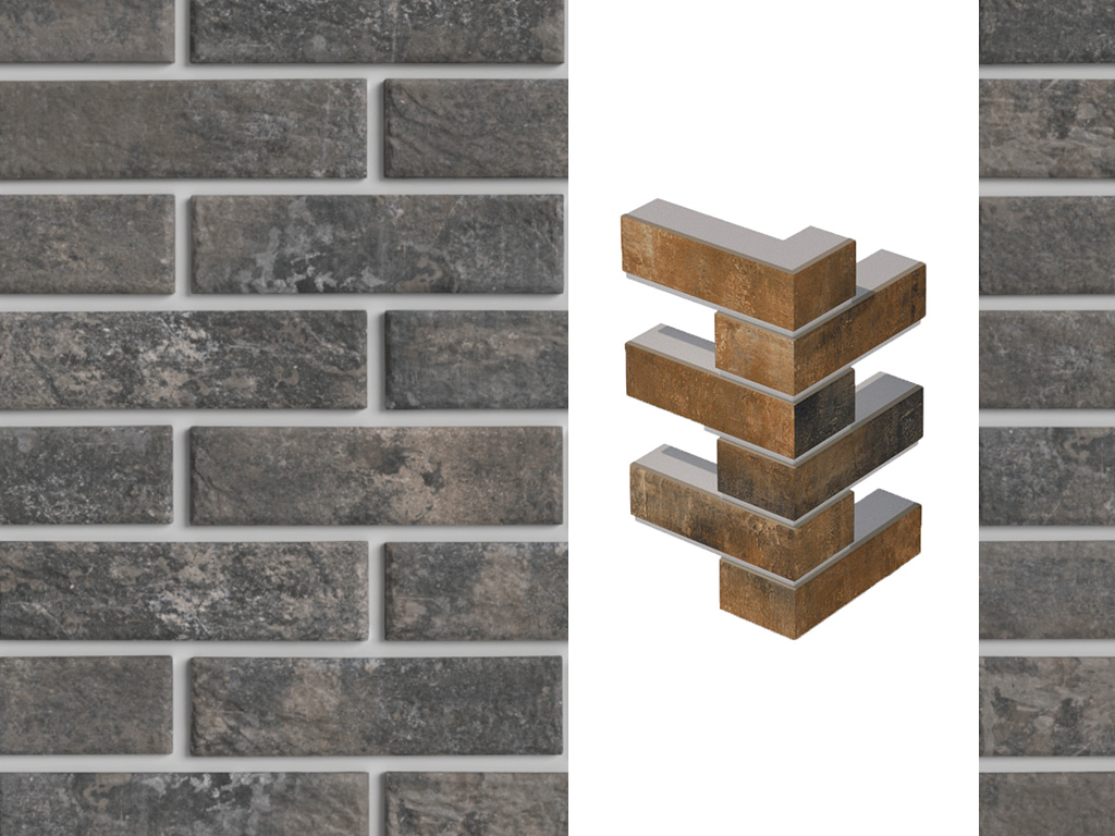 Термопанель угловая ППС с клинкерной плиткой толщиной 12 мм BestPoint Exclusive Midnight 115/236*470*50 мм