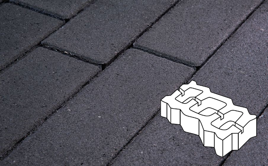 Плитка тротуарная Готика Profi, Газонная решетка Б.4.ГР.8, суперчерный, частичный прокрас, с/ц, 450*225*80 мм