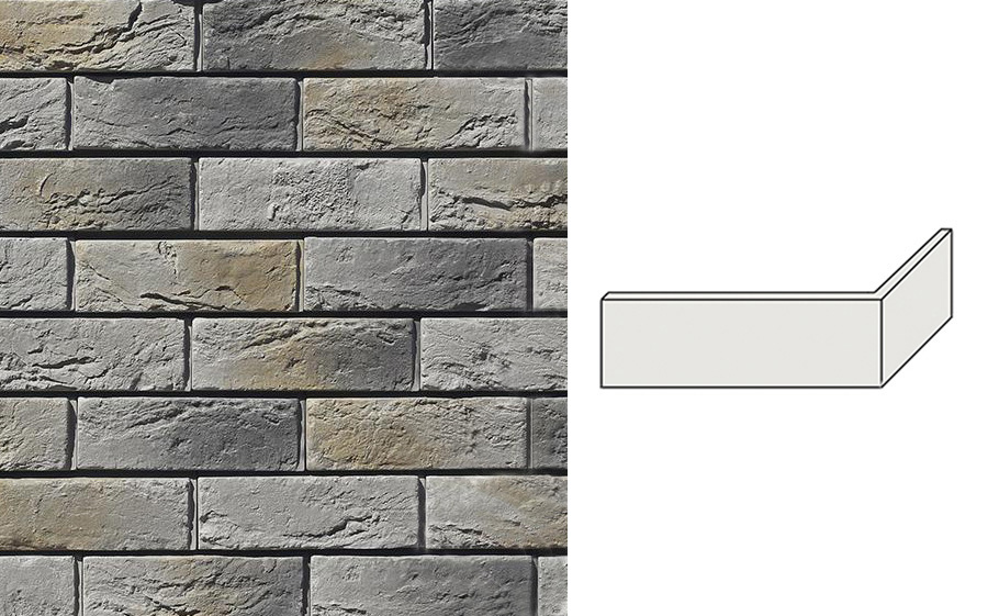 Угловой декоративный кирпич для навесных вентилируемых фасадов левый White Hills Бремен брик цвет F305-85