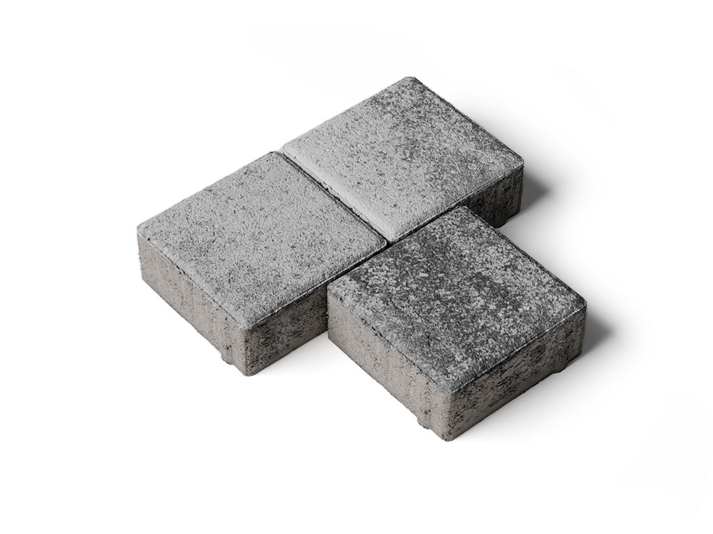 Плитка тротуарная Квадрат А.3.К.4 листопад гладкий антрацит, 100*100*40 мм