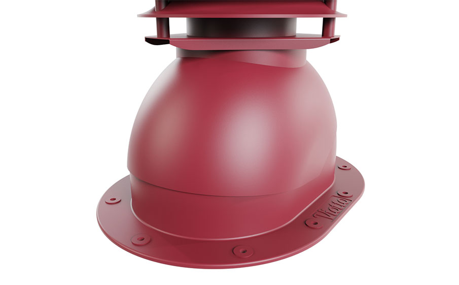 Выход вентиляции канализации Viotto для готовой мягкой и фальцевой кровли d=110 мм утепленный, RAL 3005 красный