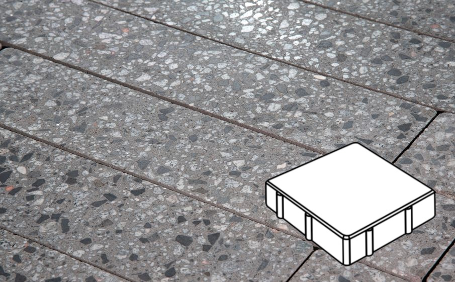 Плитка тротуарная Готика, City Granite FINO, Квадрат Б.2.К.6, Галенит, 200*200*60 мм