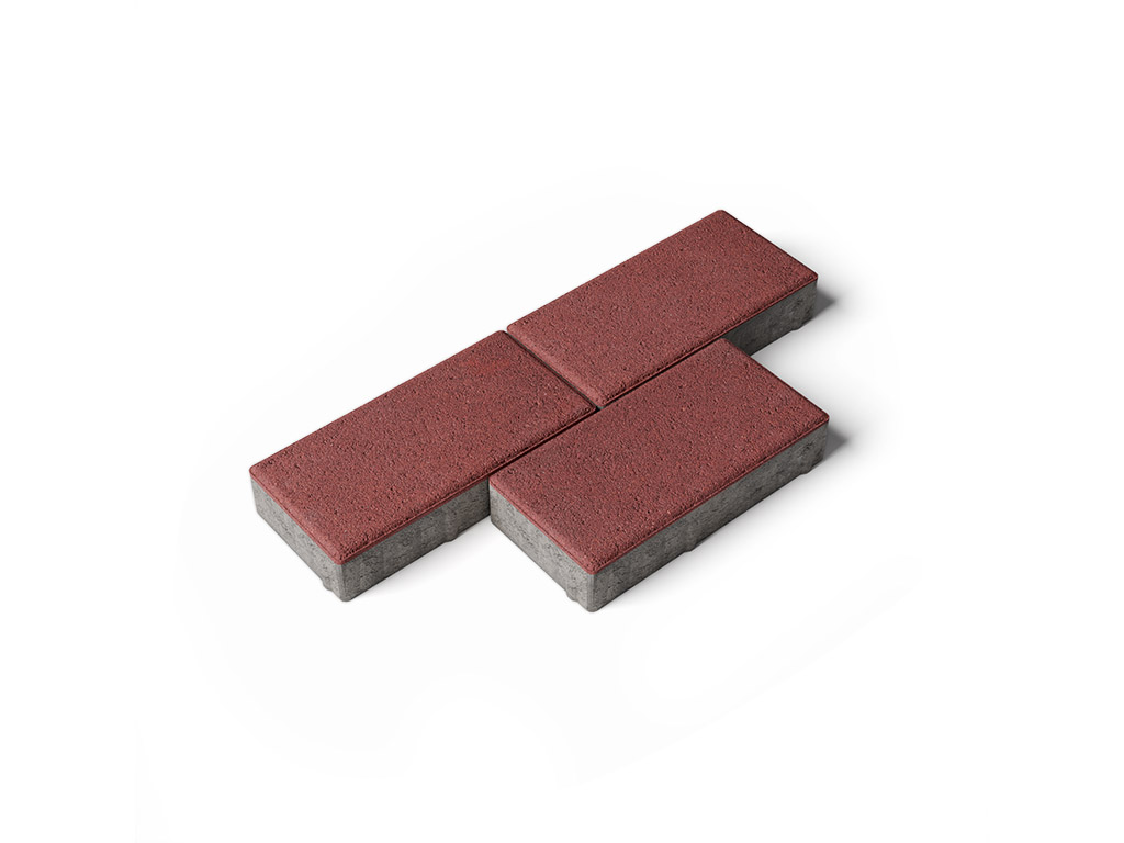 Плитка тротуарная Прямоугольник А.2.П.4 стандарт гладкий красный, 200*100*40 мм 