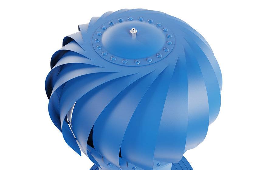 Роторная вентиляция Viotto с универсальным проходным элементом d=125 мм утепленная, RAL 5005 синий