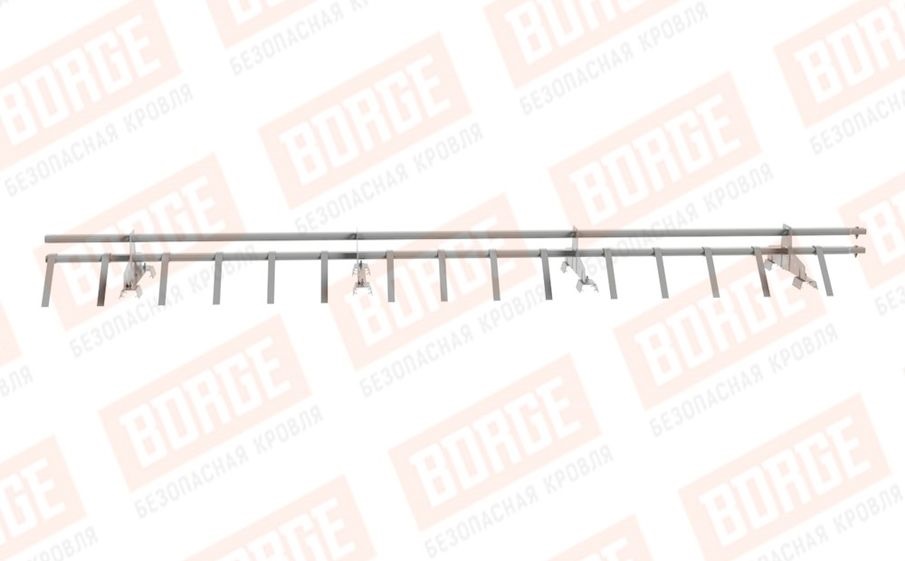 Снегозадержатель трубчатый Borge для профнастила H-60, H-75 оцинкованный RAL 9006, 3 м