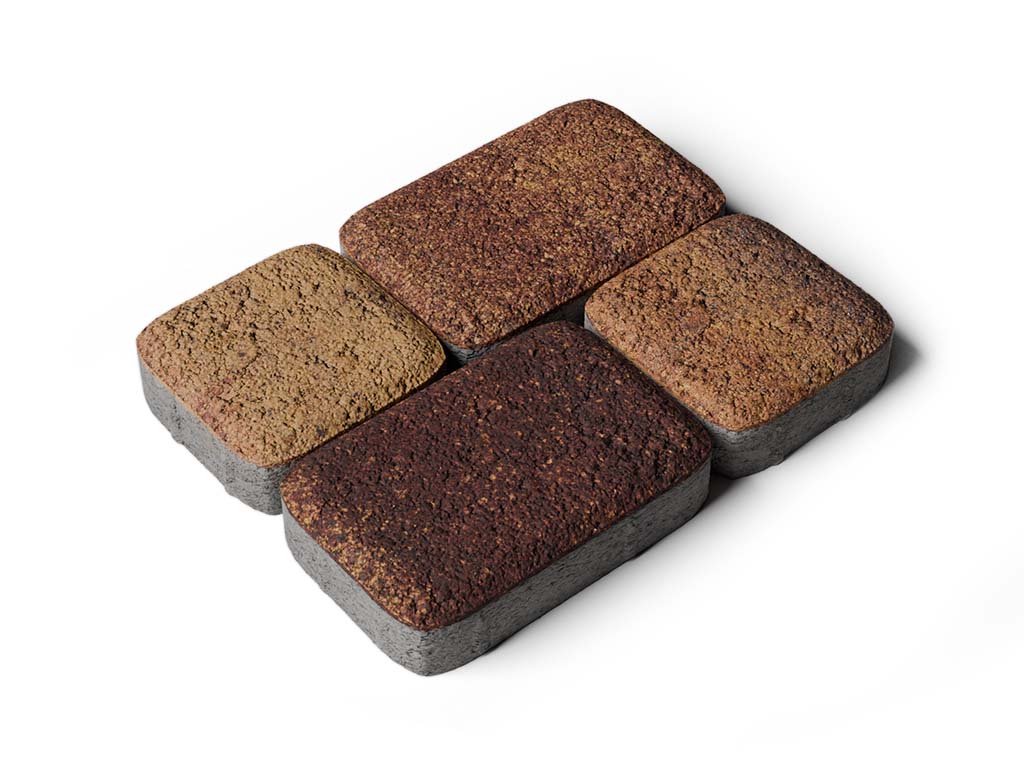 Плитка тротуарная Классико А.4.КО.4 листопад гранит осень, комплект 2 шт, толщина 40 мм