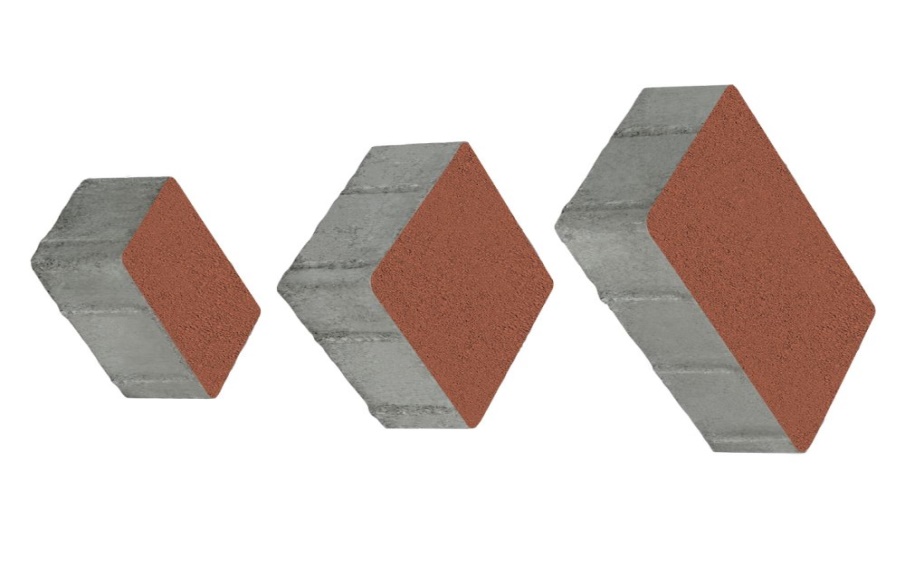 Плитка тротуарная Старый город Б.1.Фсм.8 стандарт гладкий красный, комплект 3 шт, толщина 80 мм