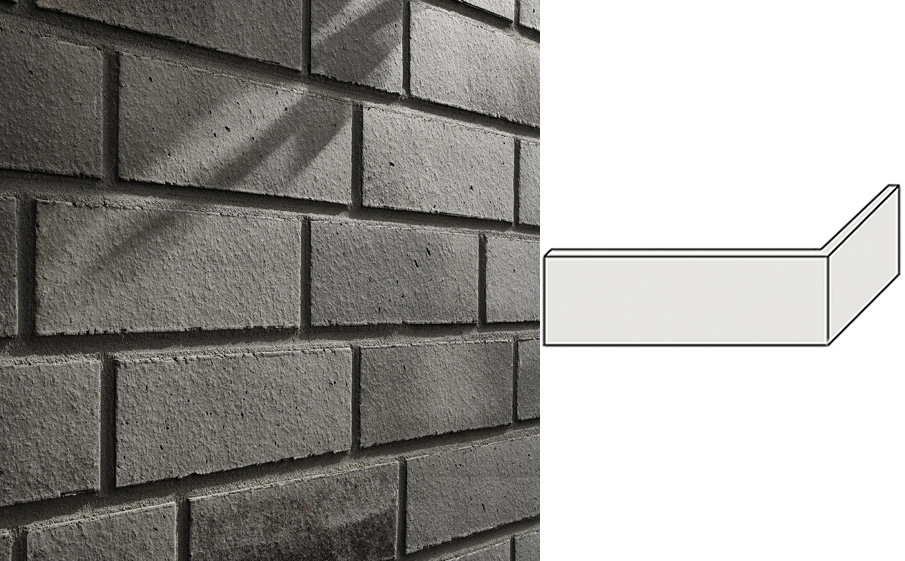 Клинкерная плитка угловая Stroeher Farbklang, 2178 grey flashed, 240*71*14 мм
