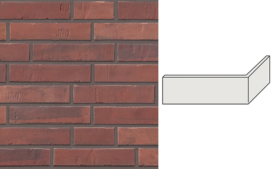 Клинкерная плитка угловая Stroeher Kontur EG, 476 dunkelrot engobiert, 240*115*52*12 мм