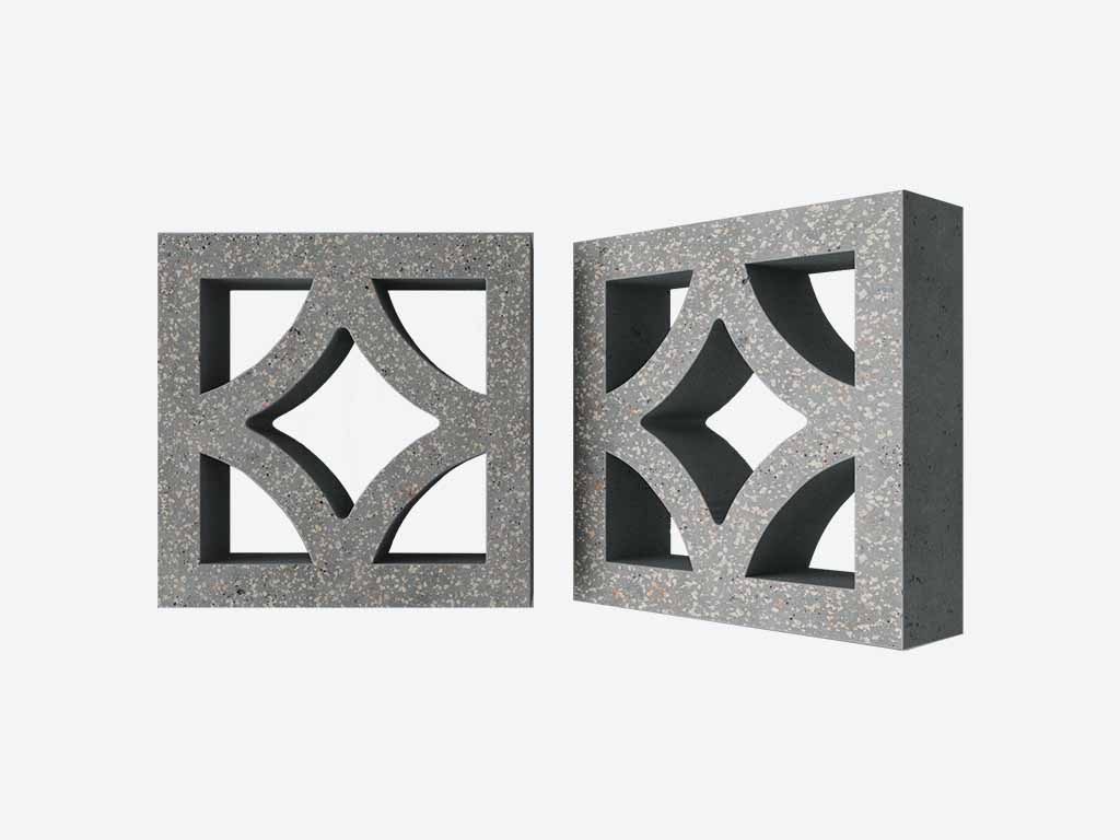 Декоративный бриз-блок Mesterra Кобого / Cobogo 0301, серый LUX, 250*250*90 мм