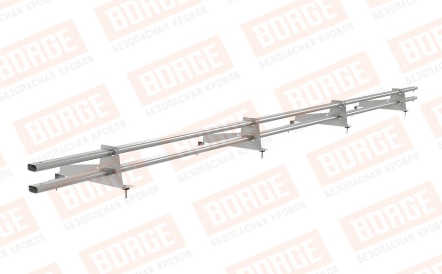 Снегозадержатель трубчатый Borge для металлочерепицы с высокой ступенькой 350 мм оцинкованный RAL 9006, 3 м